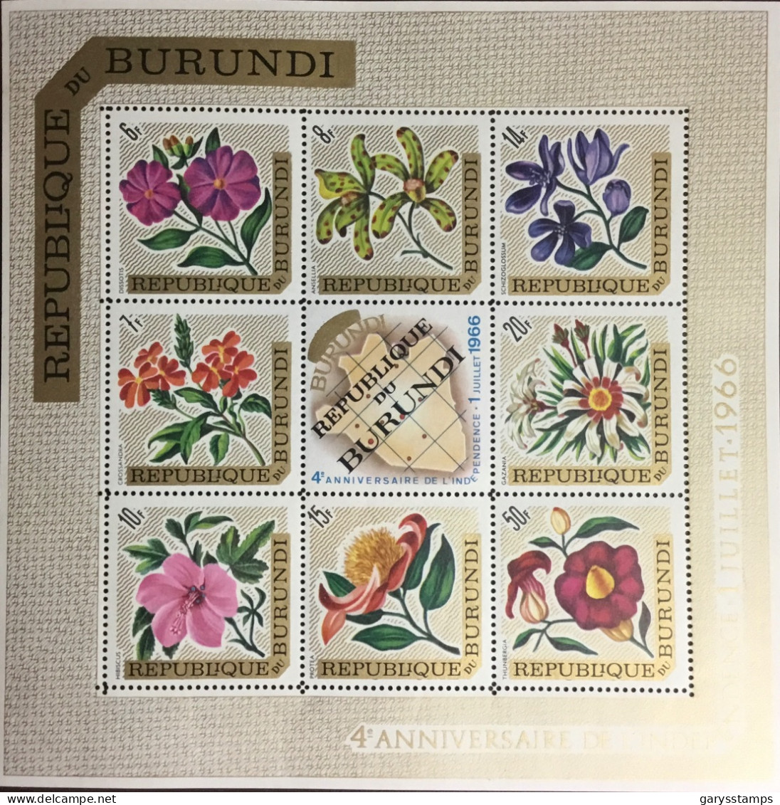 Burundi 1966 Flowers Sheetlet MNH - Andere & Zonder Classificatie