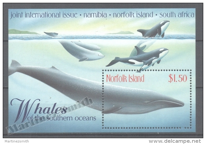 Norfolk Island 1998 Yvert BF 30, Sea Fauna, Whales, Joint Issue South Africa - Miniature Sheet - MNH - Ile Norfolk