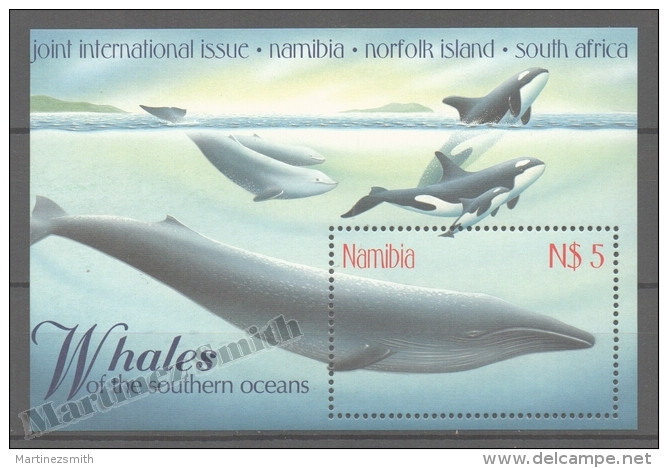 Namibia - Namibie 1998 Yvert BF 53, Fauna, Whales, Joint Issue With South Africa &amp; Norfolk - Miniature Sheet - MNH - Namibie (1990- ...)