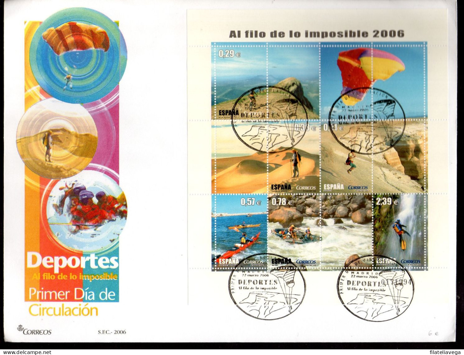 España Lote de 57 sobres de primer día Año 2006 Valor catálogo 288.0€