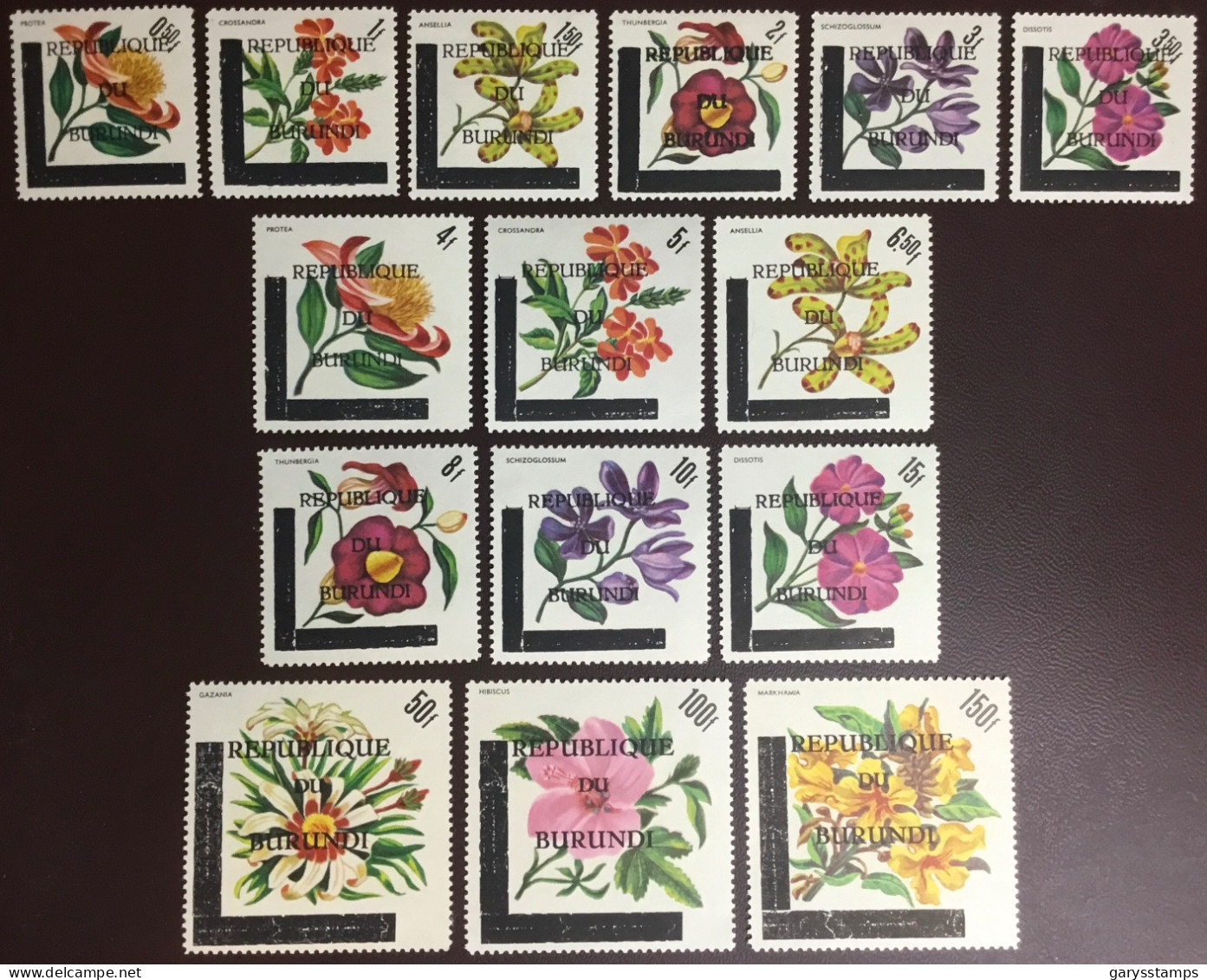 Burundi 1967 Republic Overprint Flowers Set MNH - Sonstige & Ohne Zuordnung