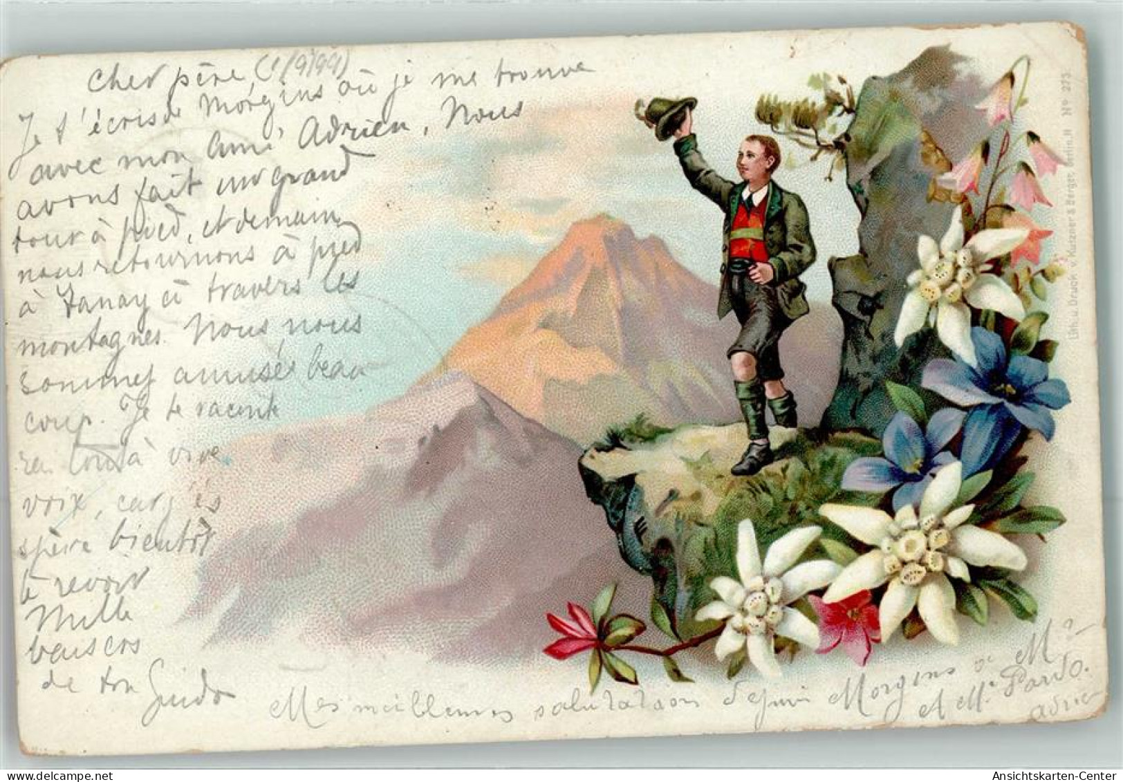 39424407 - Edelweiss Tracht Lithographie - Alpinisme