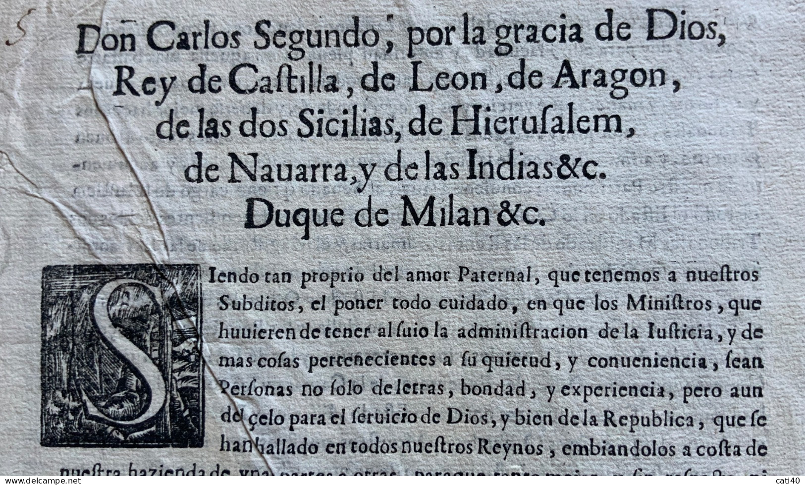 CARLO II DI SPAGNA - 25 /10/1678 - EDITTO IN QUATTRO PAGINE - RRR - Historical Documents