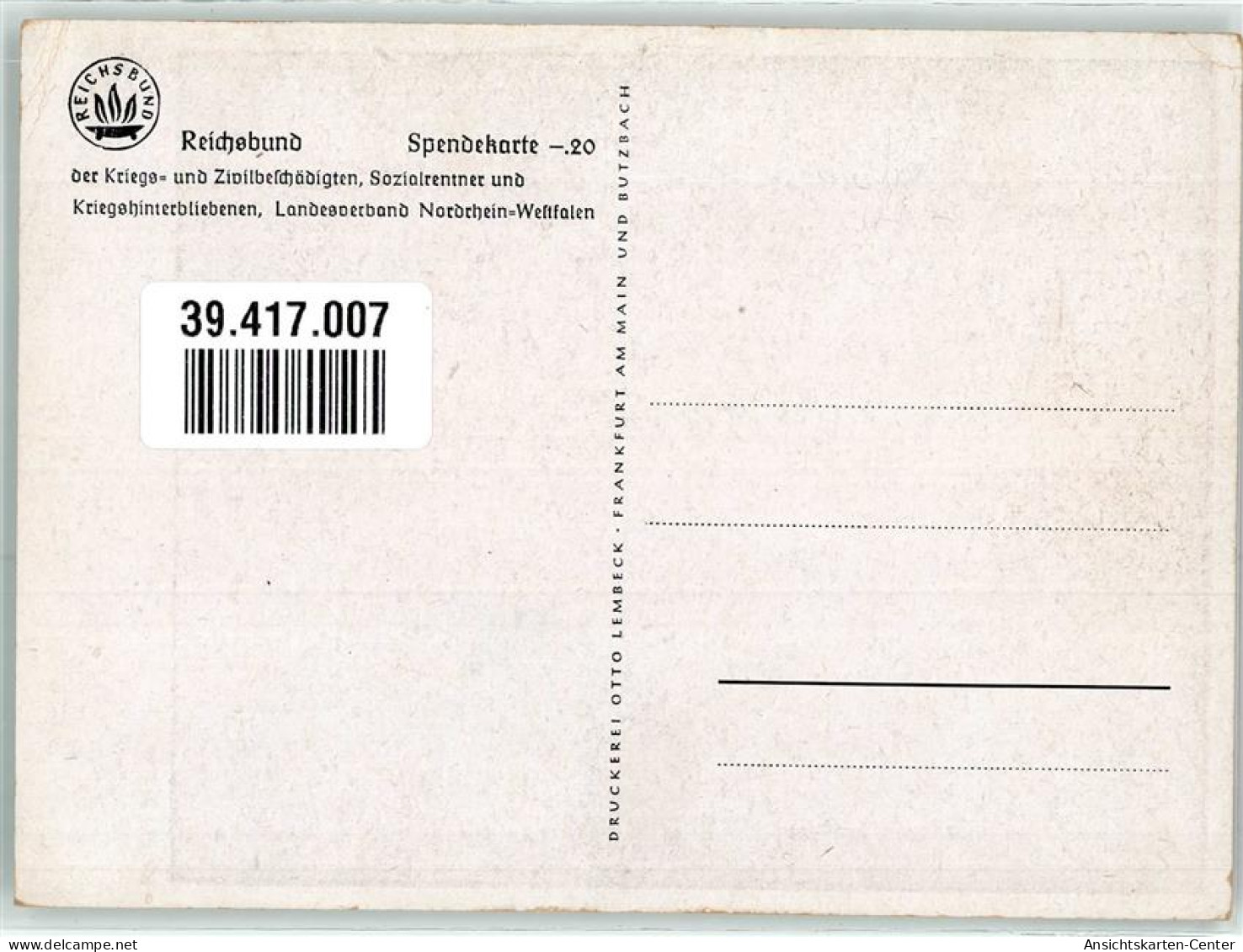 39417007 - Sign.Stieler Spendenkarte Reichsbund Kuenstlerkarte - Ecrivains