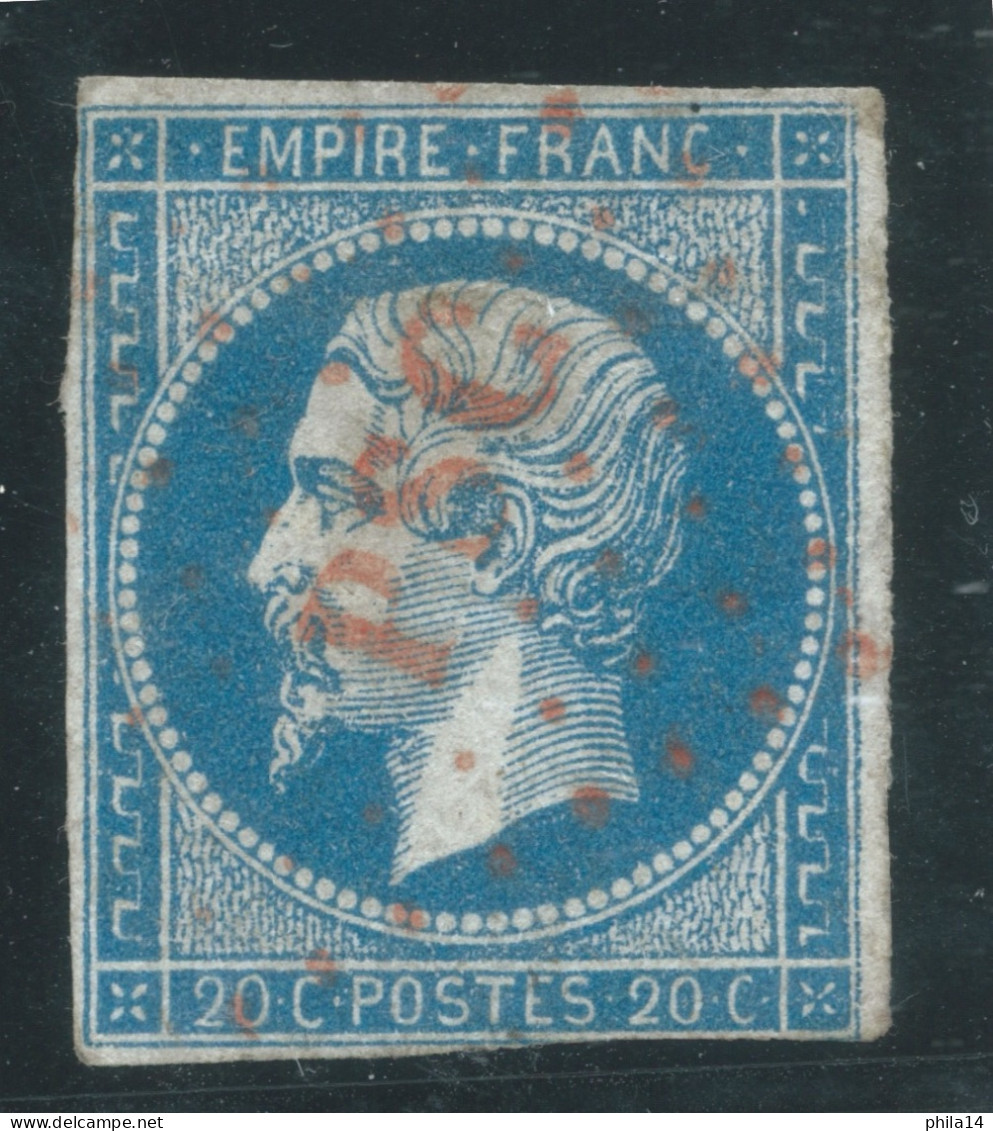 N°14 20c BLEU NAPOLEON TYPE 1 / OBLITERATION ROUGE PSC PALAIS DE SAINT CLOUD - 1853-1860 Napoléon III