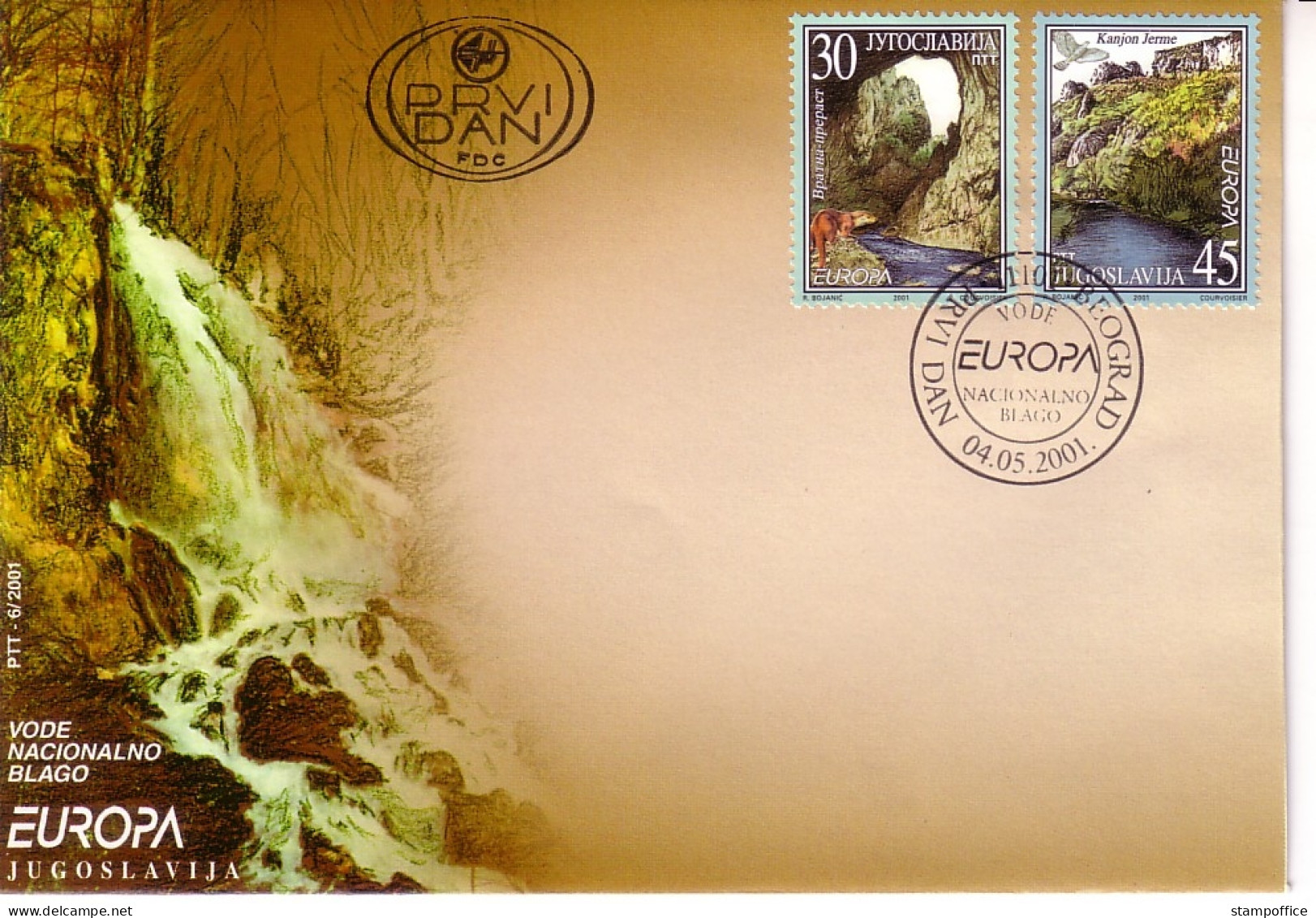 JUGOSLAWIEN MI-NR. 3031-3032 FDC EUROPA 2001 WASSER - 2001