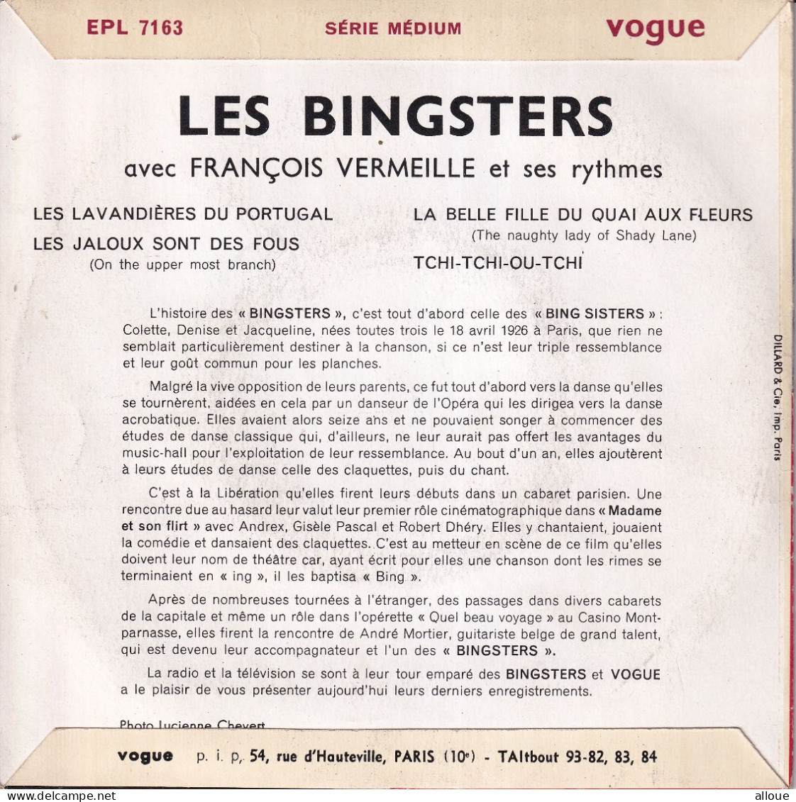 LES BINGSTERS - FR EP - LES LAVANDIERES DU PORTUGAL + 3 - Otros - Canción Francesa