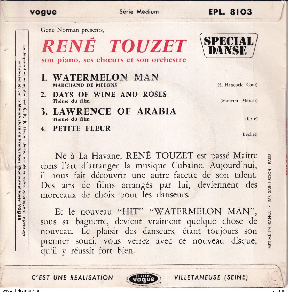 RENE TOUZET - FR EP - WATERLELON MAN  + 3 - Jazz