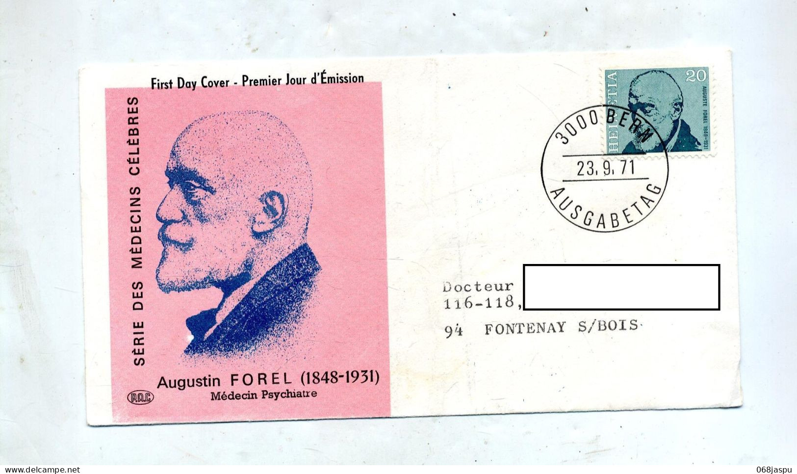 Lettre Fdc 1971 Forel Yersin Publicite Medicale - FDC