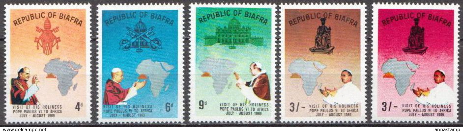 Biafra MNH Set With Error Stamp - Popes