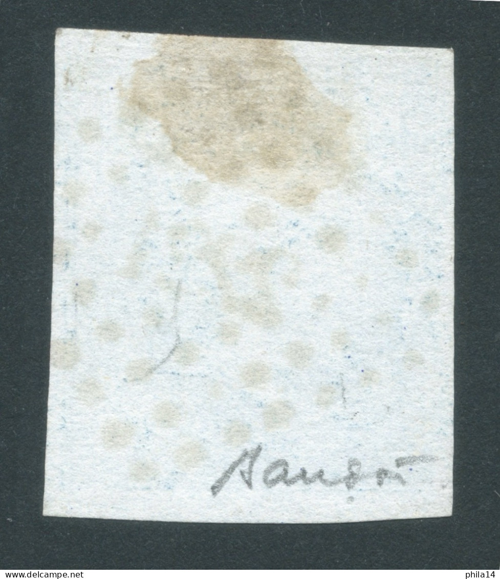 N°14 20c BLEU NAPOLEON TYPE 1 / OBLITERATION PC 2221 ROUGE NANTES / 1 VOISIN /SIGNE BAUDOT AU VERSO - 1853-1860 Napoléon III