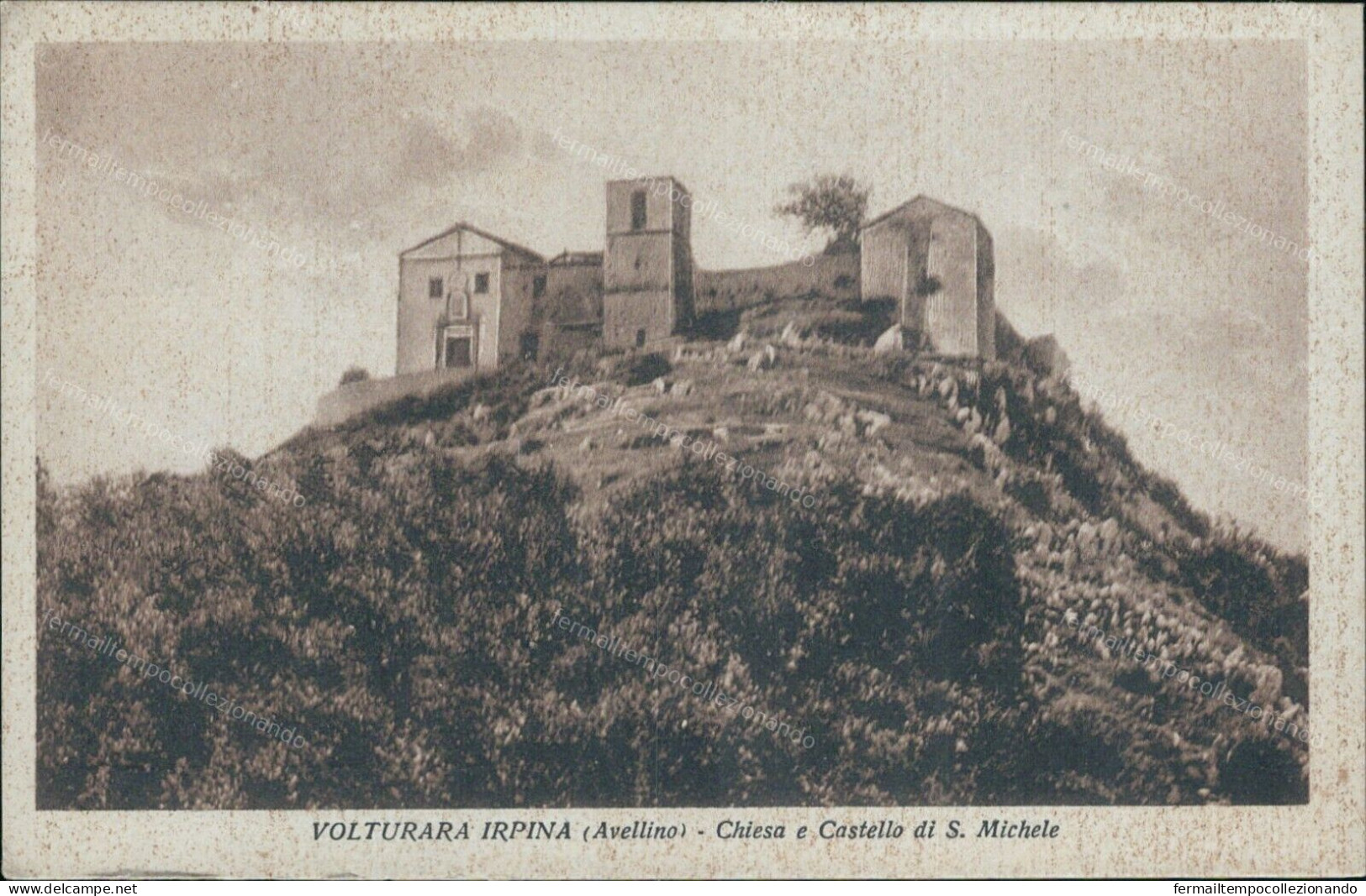Cs65 Cartolina Volturara Irpina Chiesa E Castello Di S.michele Avellino 1939 - Avellino