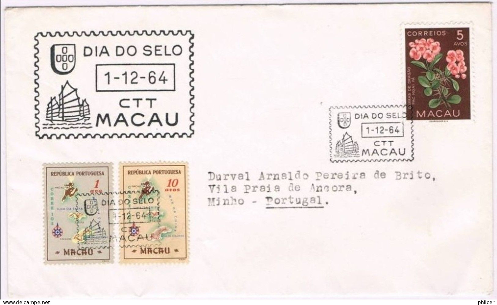 Macau, 1-12-1964, Macau-Vila Praia De Âncora - Gebraucht