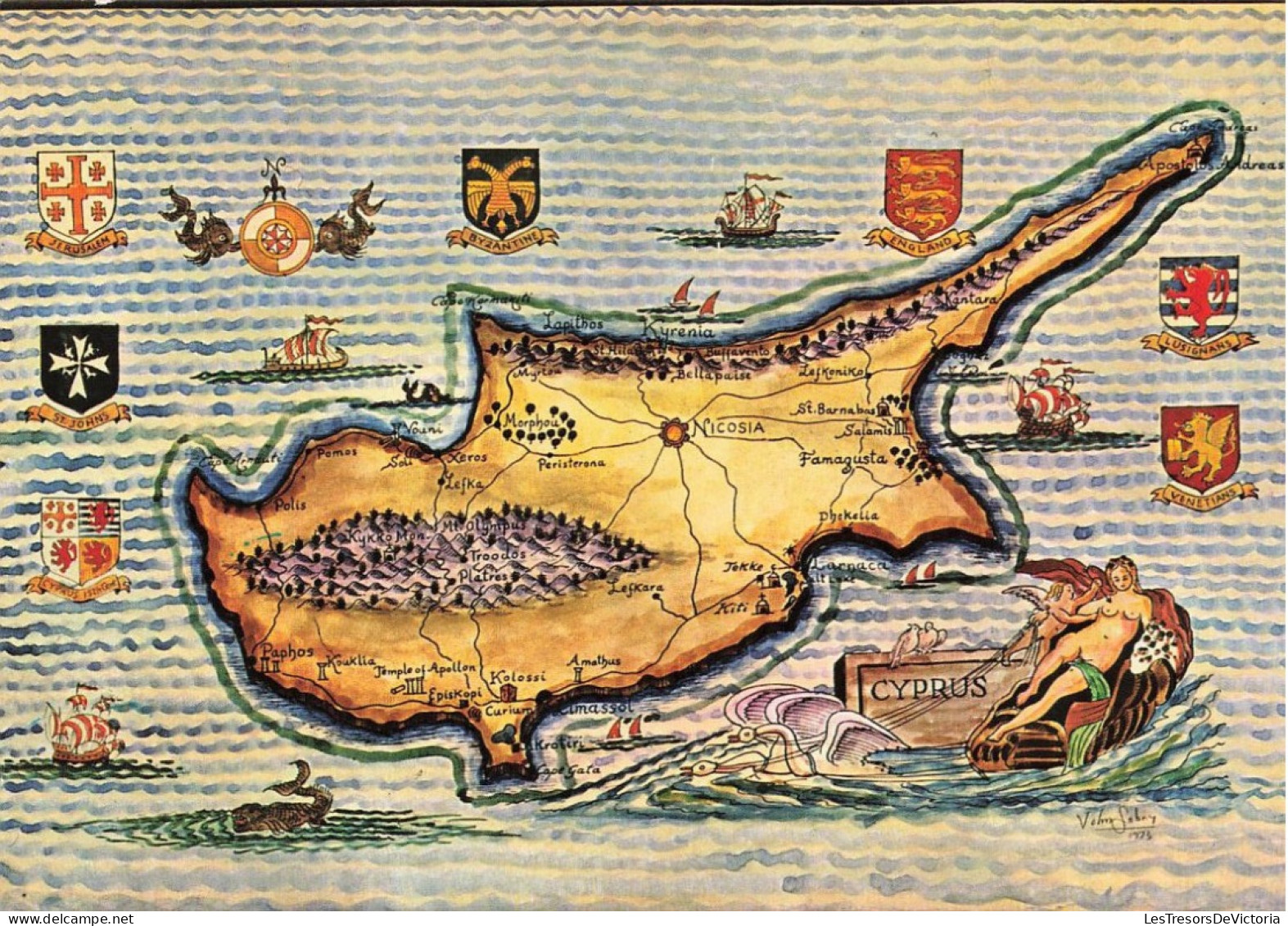 CHYPRE - Map Of Cyprus - Plan De Chypre - Die Karte Von Zypern- Carte Postale - Zypern