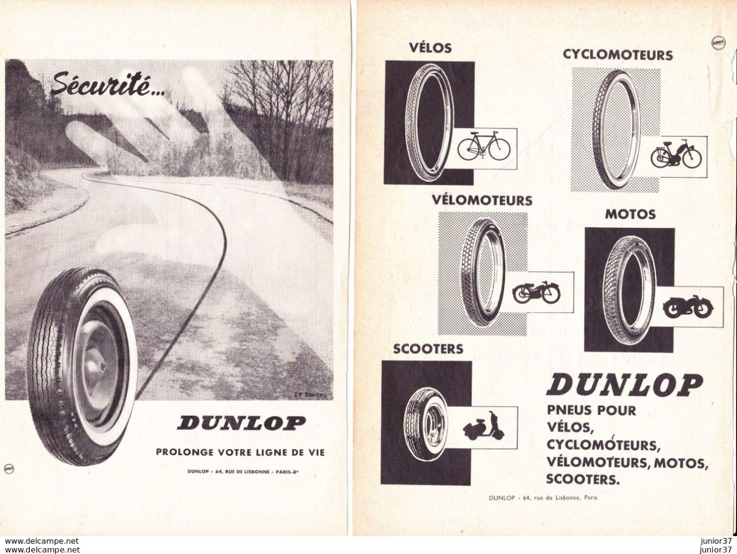 4 Feuillets D'agenda, Dunlop, Pneus Pour Vélos, Cyclomoteurs, Motos..... - Auto's