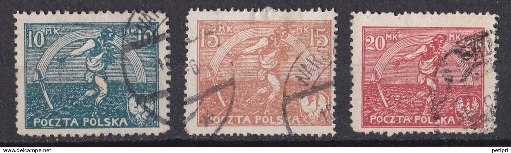 Pologne - République 1919  -  1939   Y & T N °  224   225 Et 226  Oblitérés - Usados