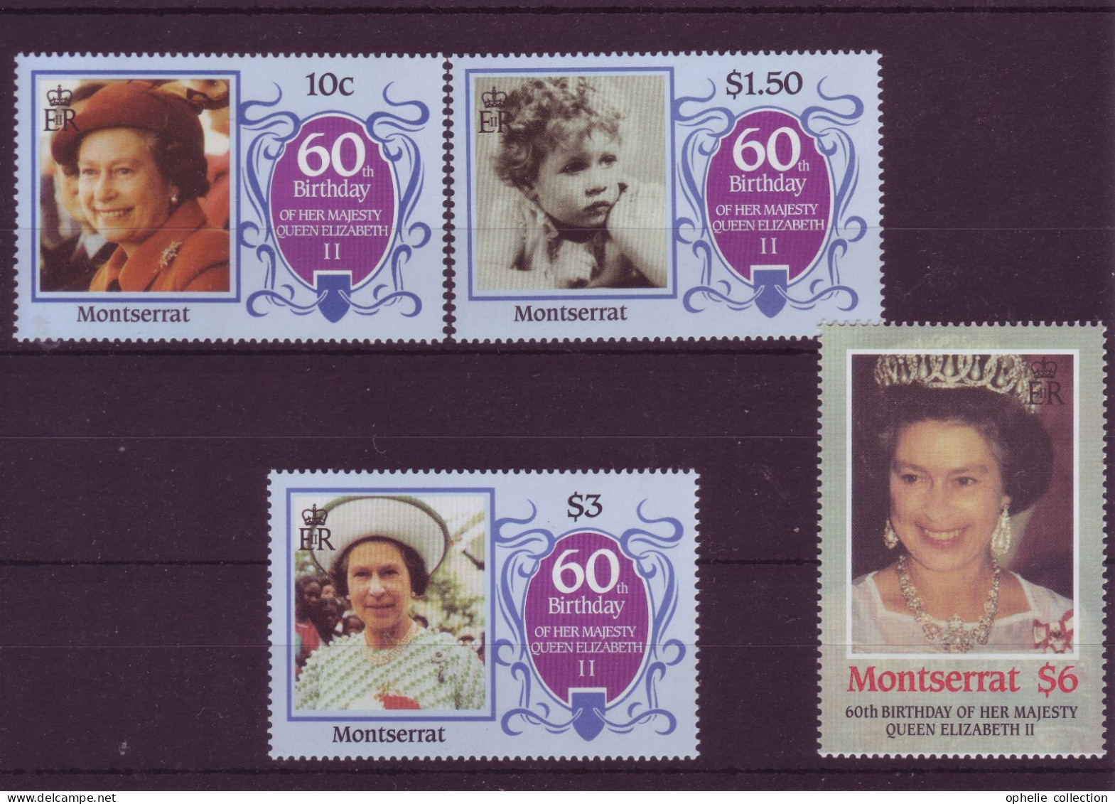 Amérique - Montserrat - 60th Birthday Of Her Majesty Queen Elisabeth II - 4 Timbres Différents - 7259 - Montserrat