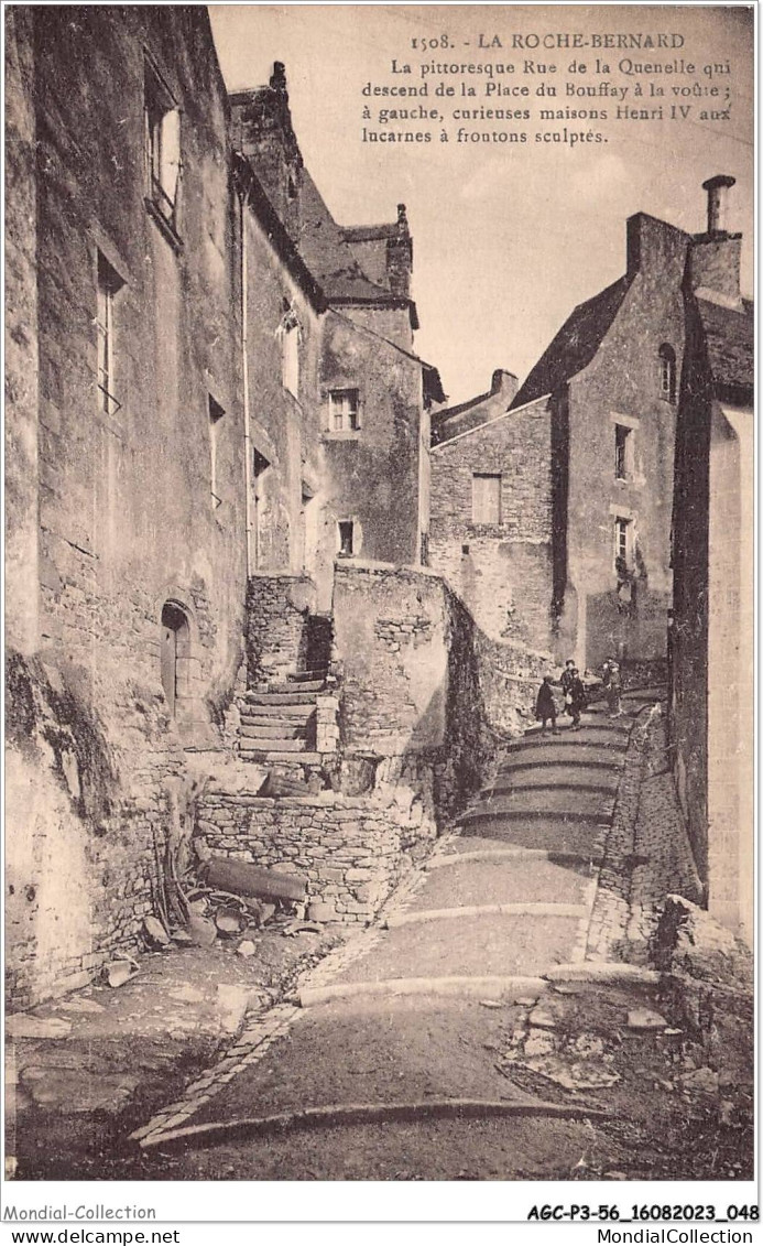 AGCP3-56-0211 - LA ROCHE BERNARD - La Pittoresque Rue De La Quenelle Qui Desecend De La Place Du Bouffay A La Voute - La Roche-Bernard