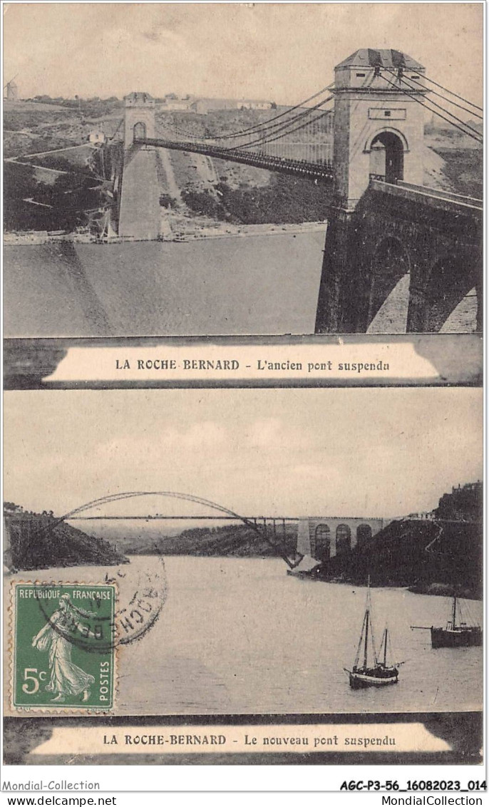 AGCP3-56-0194 - LA ROCHE BERNARD - L'ancien Pont Suspendu - Le Nouveau Pont Suspendu - La Roche-Bernard