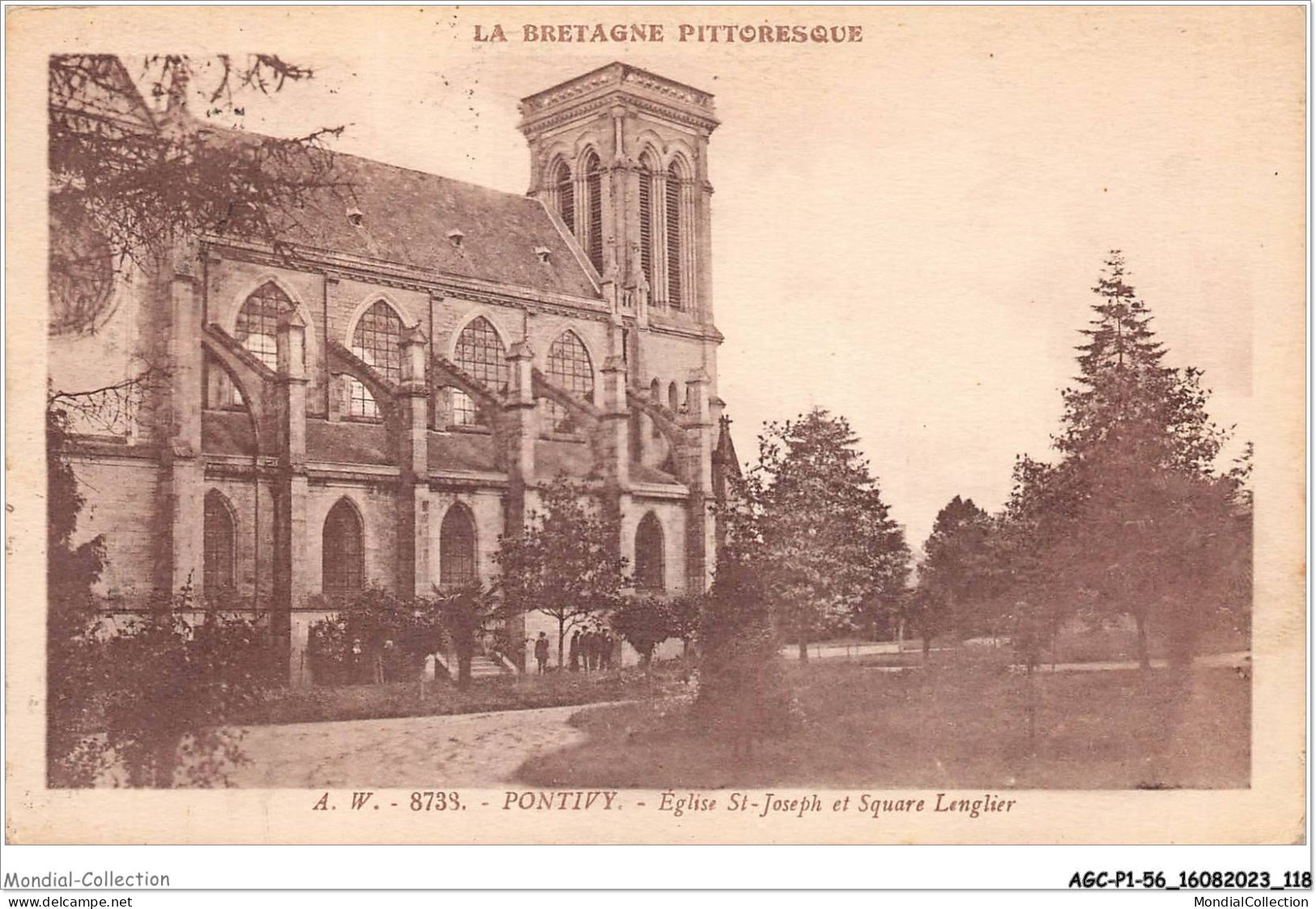 AGCP1-56-0060 - PONTIVY - Eglise ST-Joseph Et Square Langlier - Pontivy