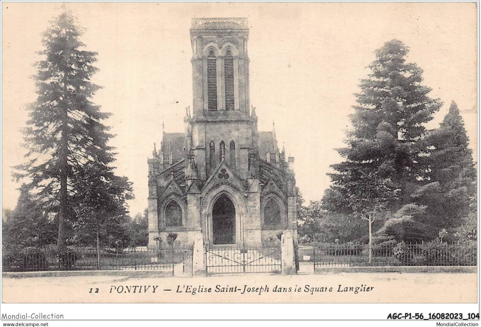 AGCP1-56-0053 - PONTIVY - L'eglise Saint-Joseph Dans Le Square Langlier - Pontivy