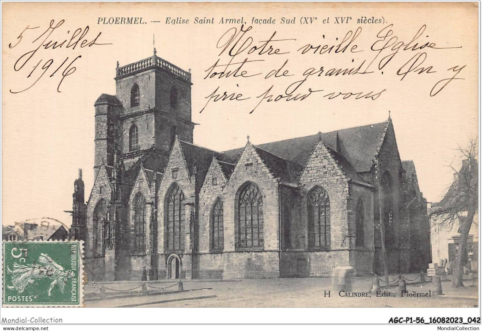 AGCP1-56-0022 - PLOERMEL - Eglise Saint-Armel - Facade Sud - Ploërmel