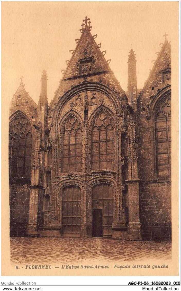 AGCP1-56-0006 - PLOERMEL - Eglise Saint-Armel - Facade Laterale Gauche - Ploërmel