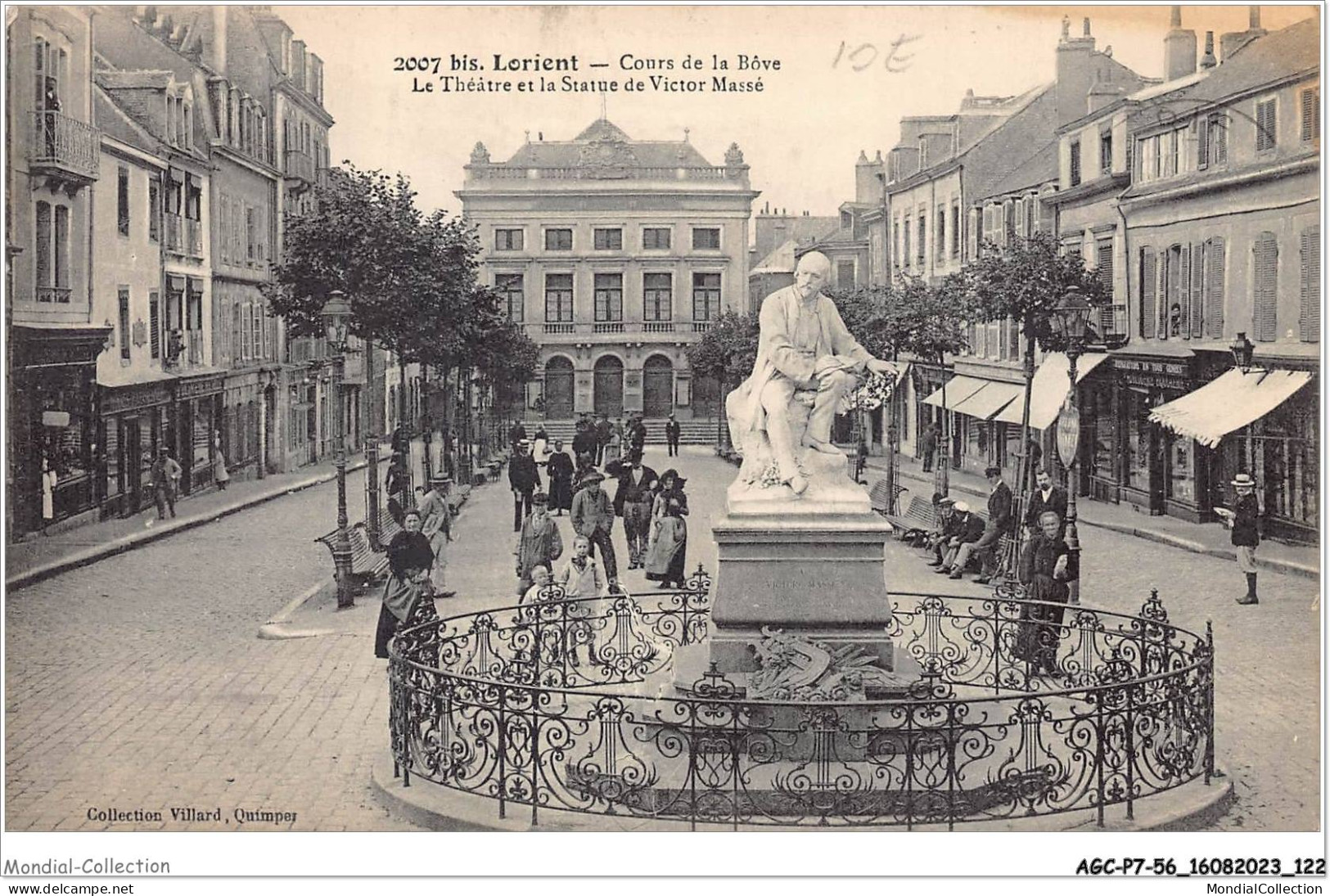 AGCP7-56-0600 - LORIENT - Cours De La Bove - Le Theatre Et La Statue De Victor Masse - Lorient