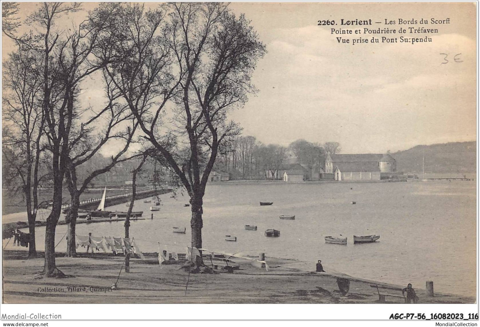 AGCP7-56-0597 - LORIENT - Les Bords Du Scorff - Pointe Et Poudriere De Trefaven - Vue Prise Du Pont Suspendu - Lorient