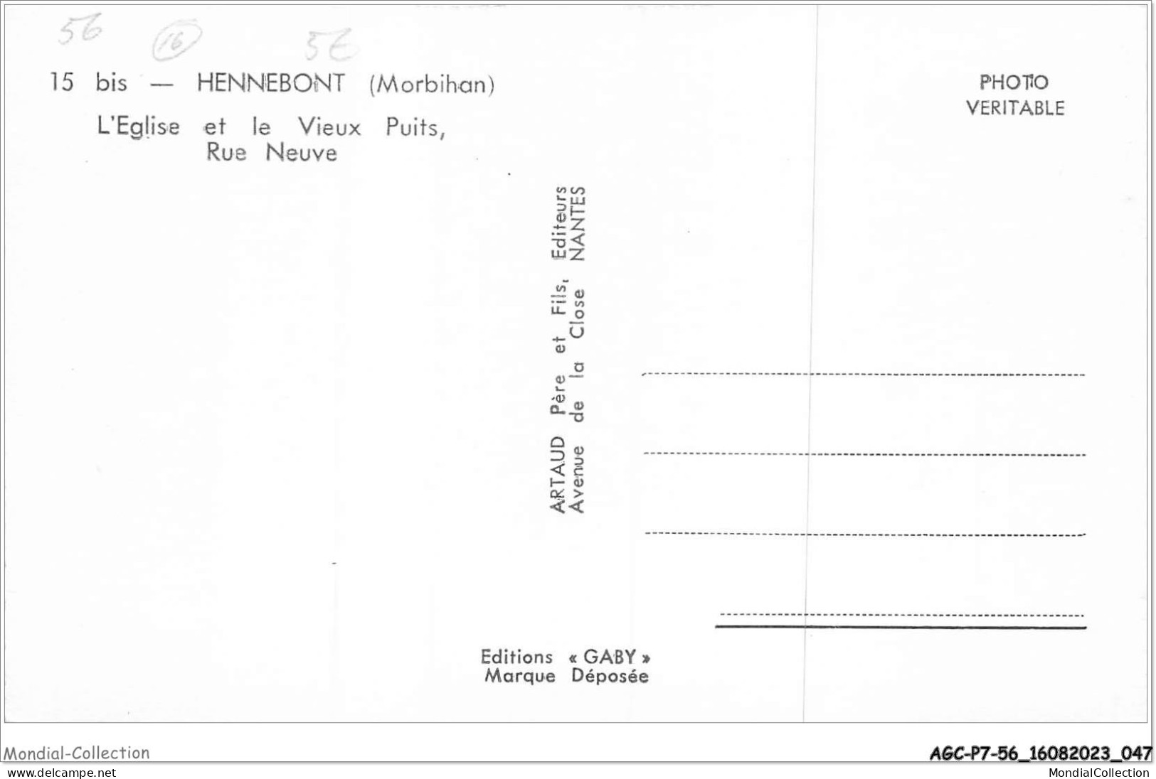 AGCP7-56-0562 - HENNEBONT - L'eglise Et Le Vieux Puits - Rue Neuve - Hennebont