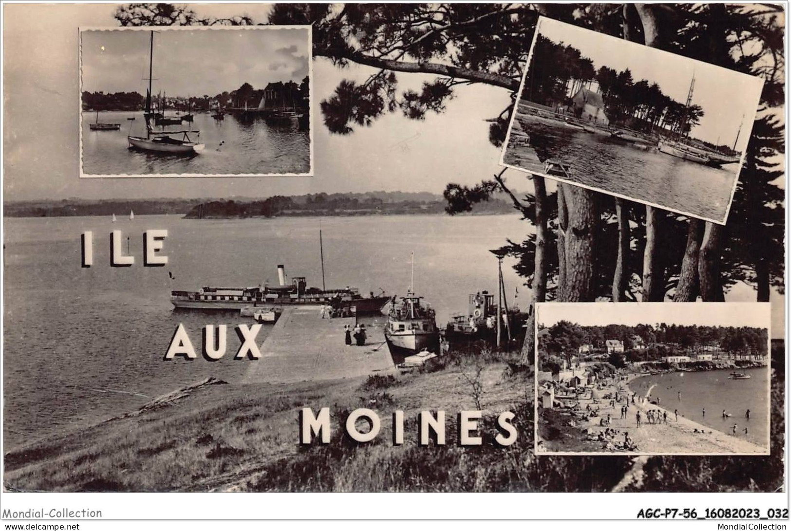 AGCP7-56-0555 - ILE AUX MOINES - La Plage - Le Port Et Le Bois D'amour - Le Debarcadere - La Flottille - Ile Aux Moines