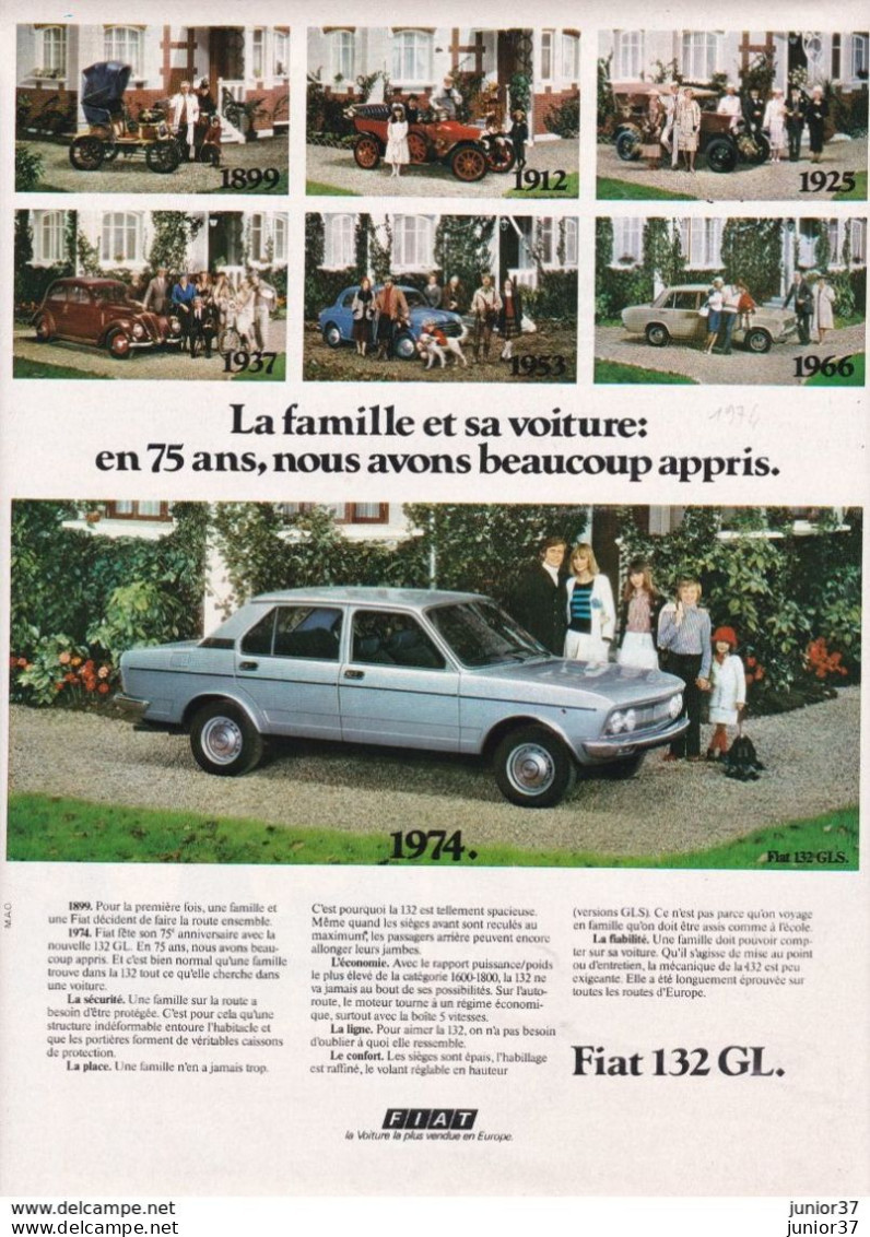 2 Feuillets De Magazine Fiat 132 1972 & 132 GL 1974 - Automobili