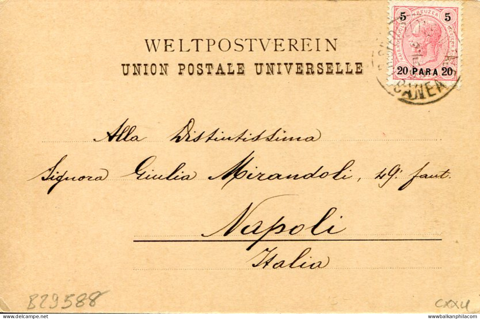 1899 Austria Levant Chania Postcard To Naples - Sonstige & Ohne Zuordnung