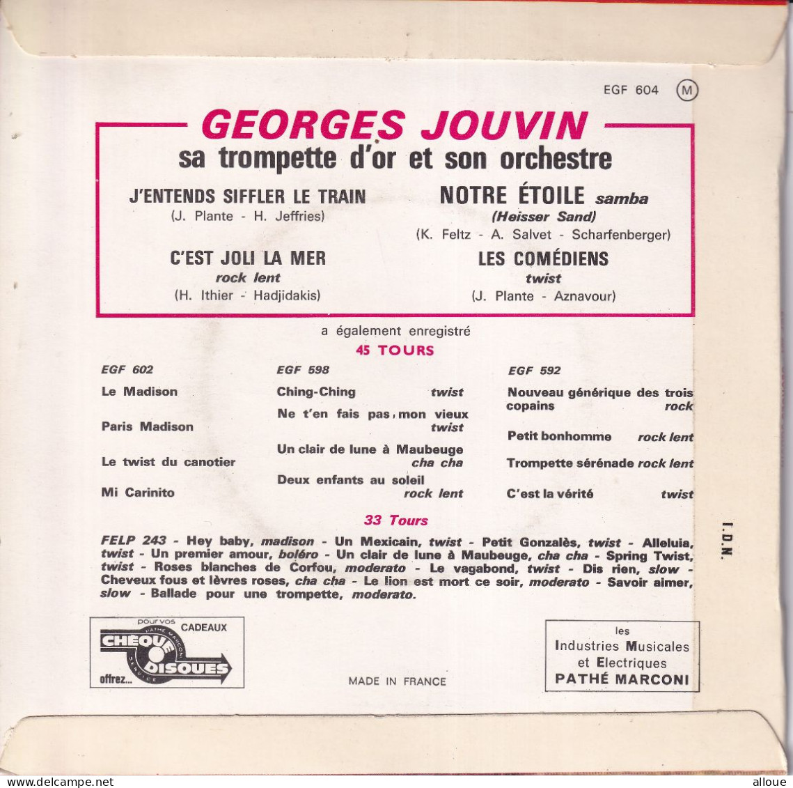 GEORGE JOUVIN - FR EP - J'ENTENDS SIFFLER LE TRAIN + 3 - Instrumentaal