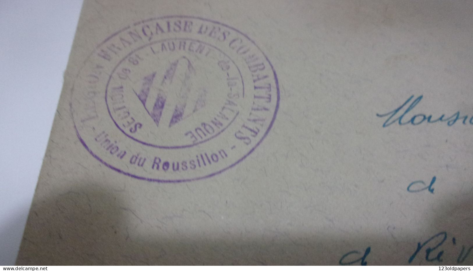 Enveloppe  CACHET LEGION FRANCAISE DES COMBATTANTS SAINT  LAURENT DE SALANQUE  WWII UNION DU ROUSSILLON - Guerre De 1939-45