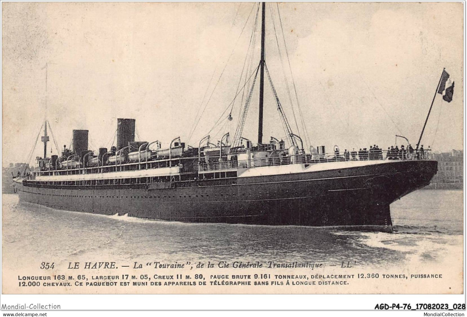 AGDP4-76-0284 - LE HAVRE - La Touraine De La Cie Générale Transatlantique  - Harbour