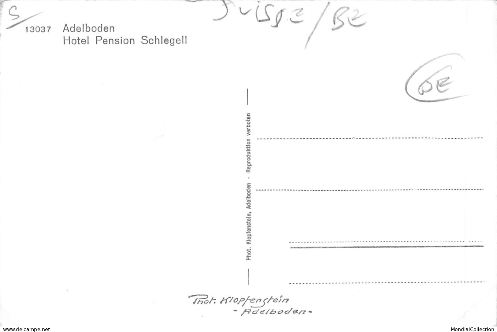 MIKIBP10-022- SUISSE ADELBODEN HOTEL PENSION SCHLEGELL - Adelboden