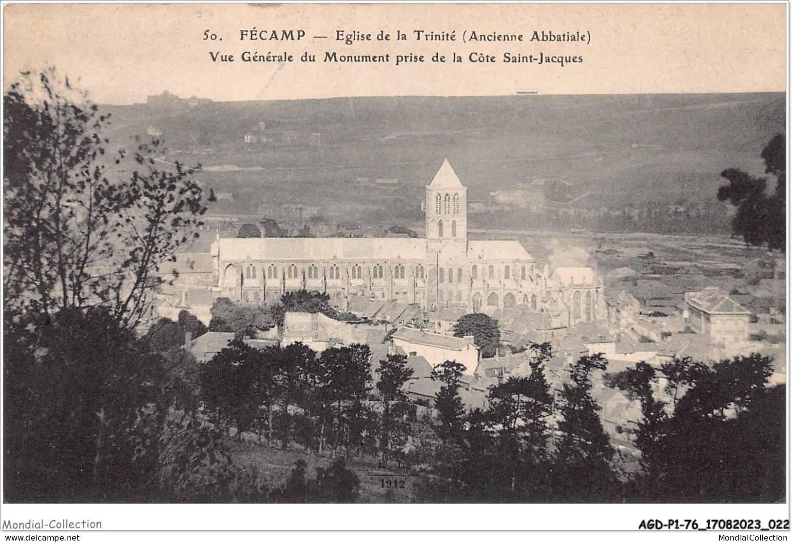 AGDP1-76-0012 - FECAMP - église De La Trinité - Ancienne Abbatiale - Vue Générale Du Monument Prise De La Côte St-jacque - Fécamp