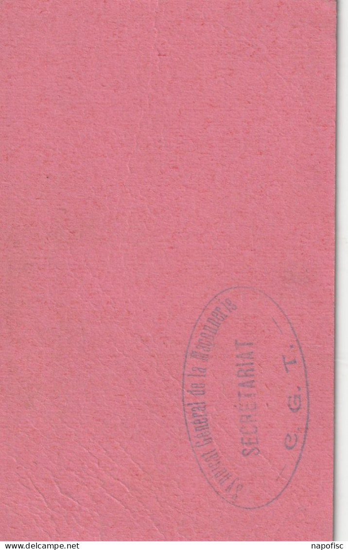 01-Syndicat Général De La Maçonnerie-Pierre & Parties Similaires.C.G.T..Carte De Délégué De Chantier  Jupille Paris 1945 - Lidmaatschapskaarten