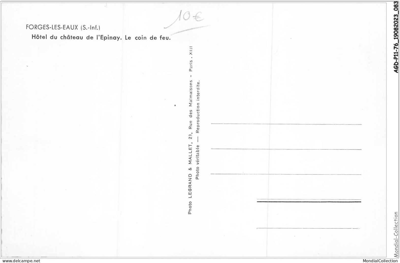 AGDP11-76-0824 - FORGES-LES-EAUX - Hotel Du Chateau De L'épinay - Le Coin De Feu  - Forges Les Eaux