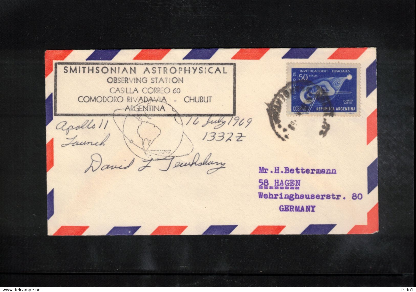 USA 1969 Space / Weltraum - Apollo XI - Smithsonian Astrophysical Observation Station Argentina Interesting Cover - Etats-Unis