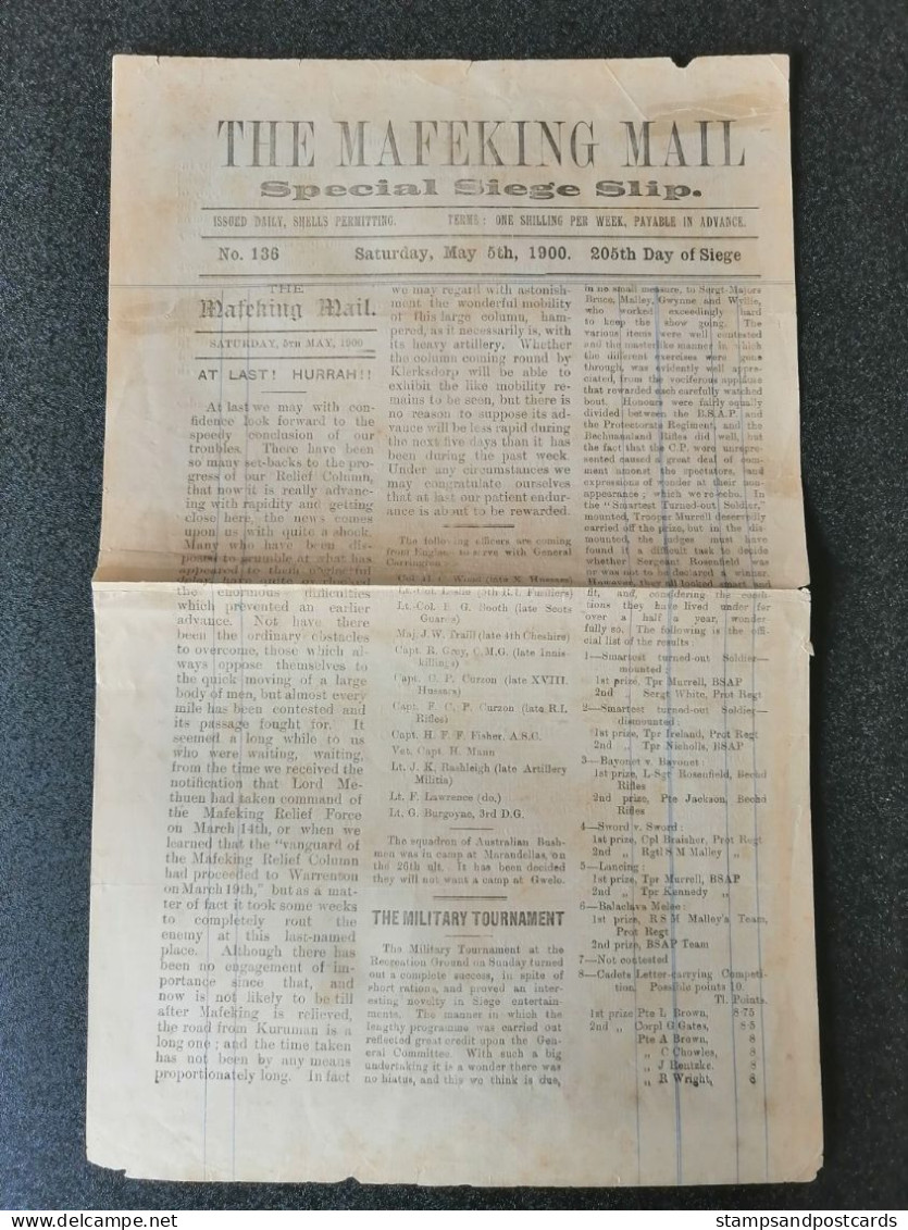 Journal The Mafeking Mail 205e Jour De Siège Newspaper 1900  Guerre Anglo-boer War Baden Powell Scouts Scouting - Lettres & Documents