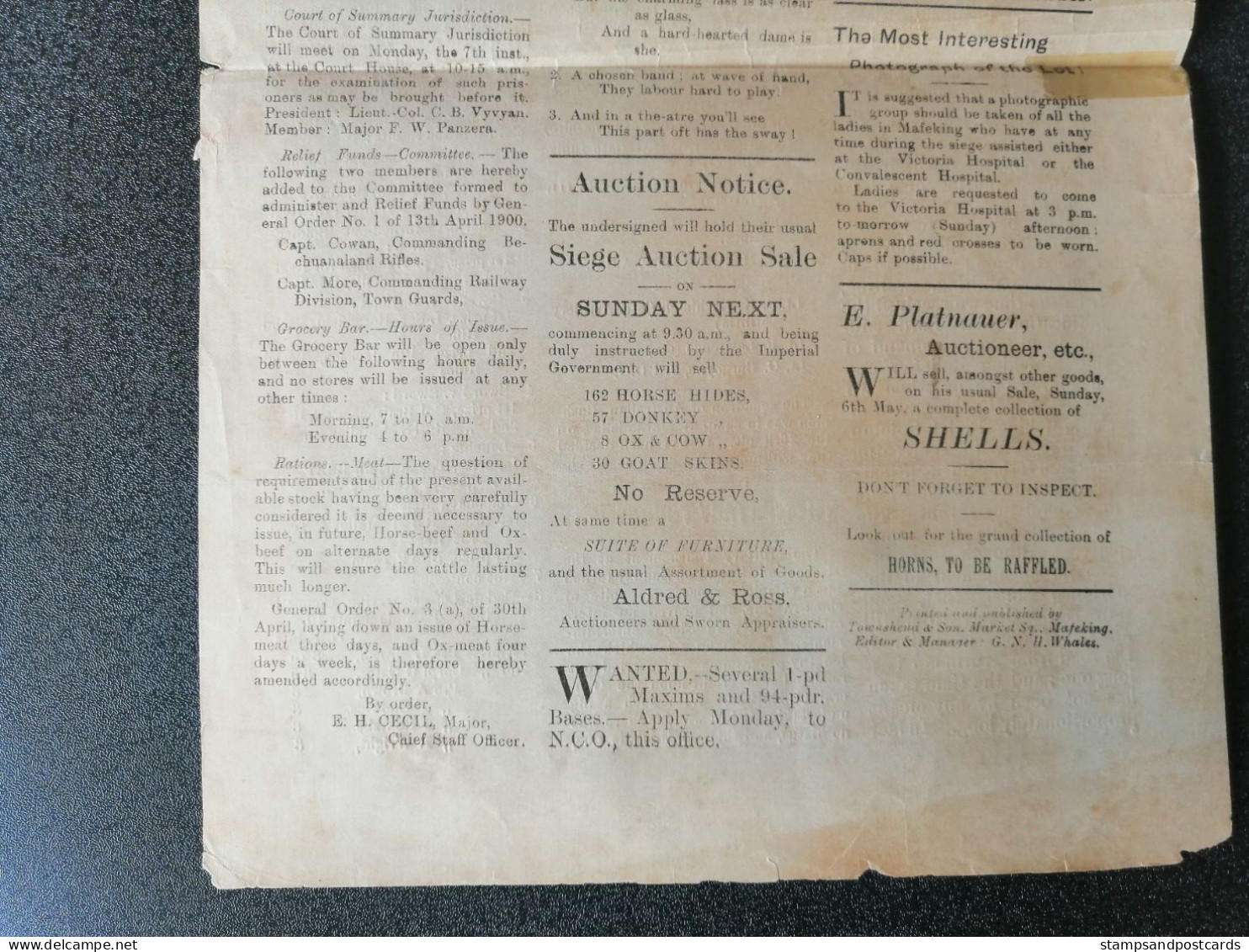 Journal The Mafeking Mail 205e Jour De Siège Newspaper 1900  Guerre Anglo-boer War Baden Powell Scouts Scouting - Brieven En Documenten