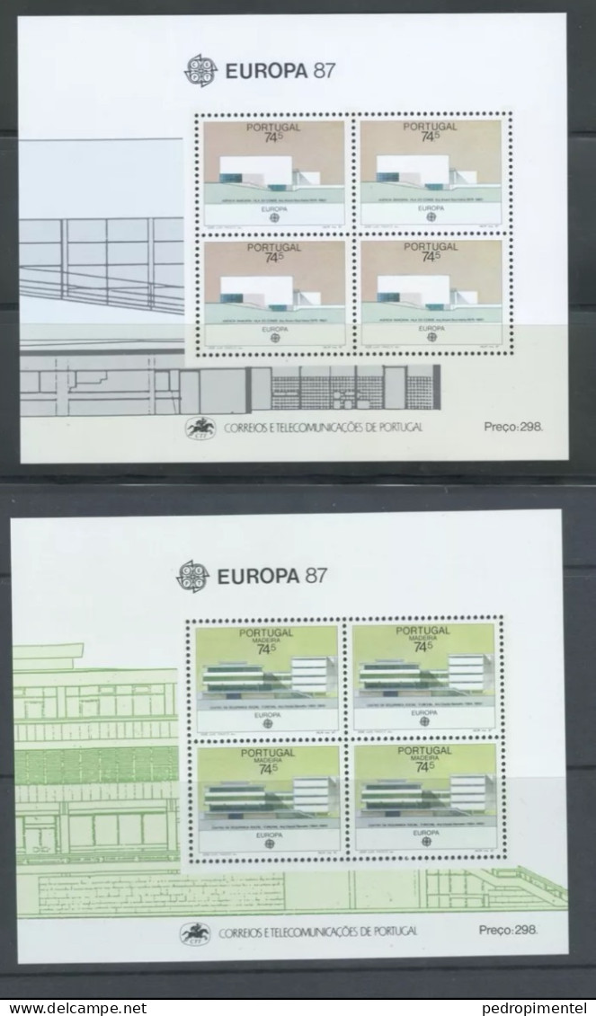 Portugal Madeira 1987 "Europa CEPT Architecture" Condition MNH OG Mundifil #1800&1801 (2 Minisheets) - Unused Stamps