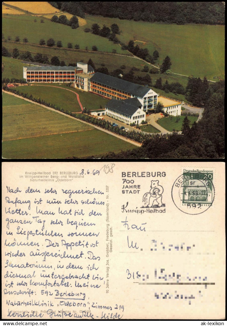 Ansichtskarte Bad Berleburg Luftbild Naturheilklinik Odeborn 1969 - Bad Berleburg