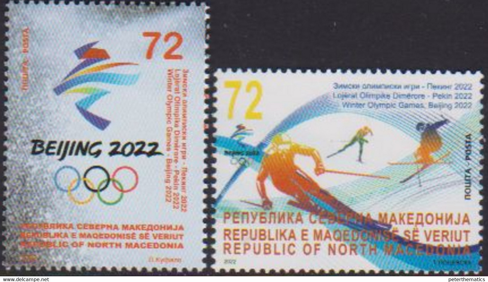 NORTH MACEDONIA, 2022, MNH, BEIJING WINTER OLYMPICS, 2v - Winter 2022: Beijing