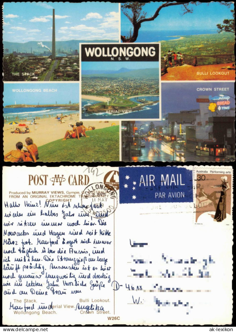 Wollongong New South Wales  Luftbild, The Stack 1979  Gel. Air Mail Australia - Autres & Non Classés