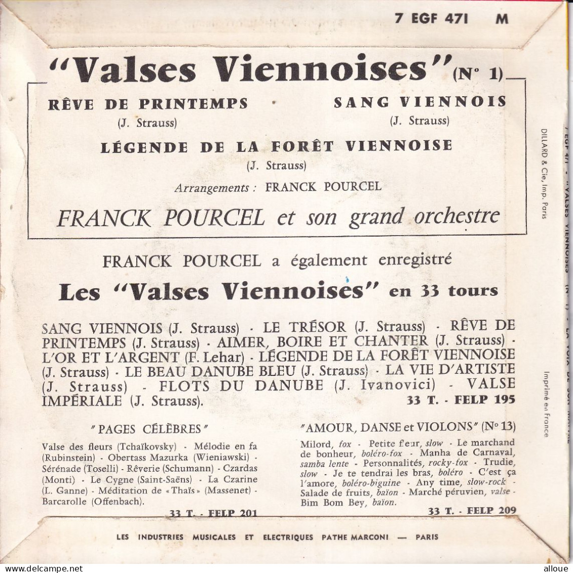 FRANCK POURCEL - VALSES VIENNOISES - FR EP - REVE DE PRINTEMPS + 2 - Instrumental