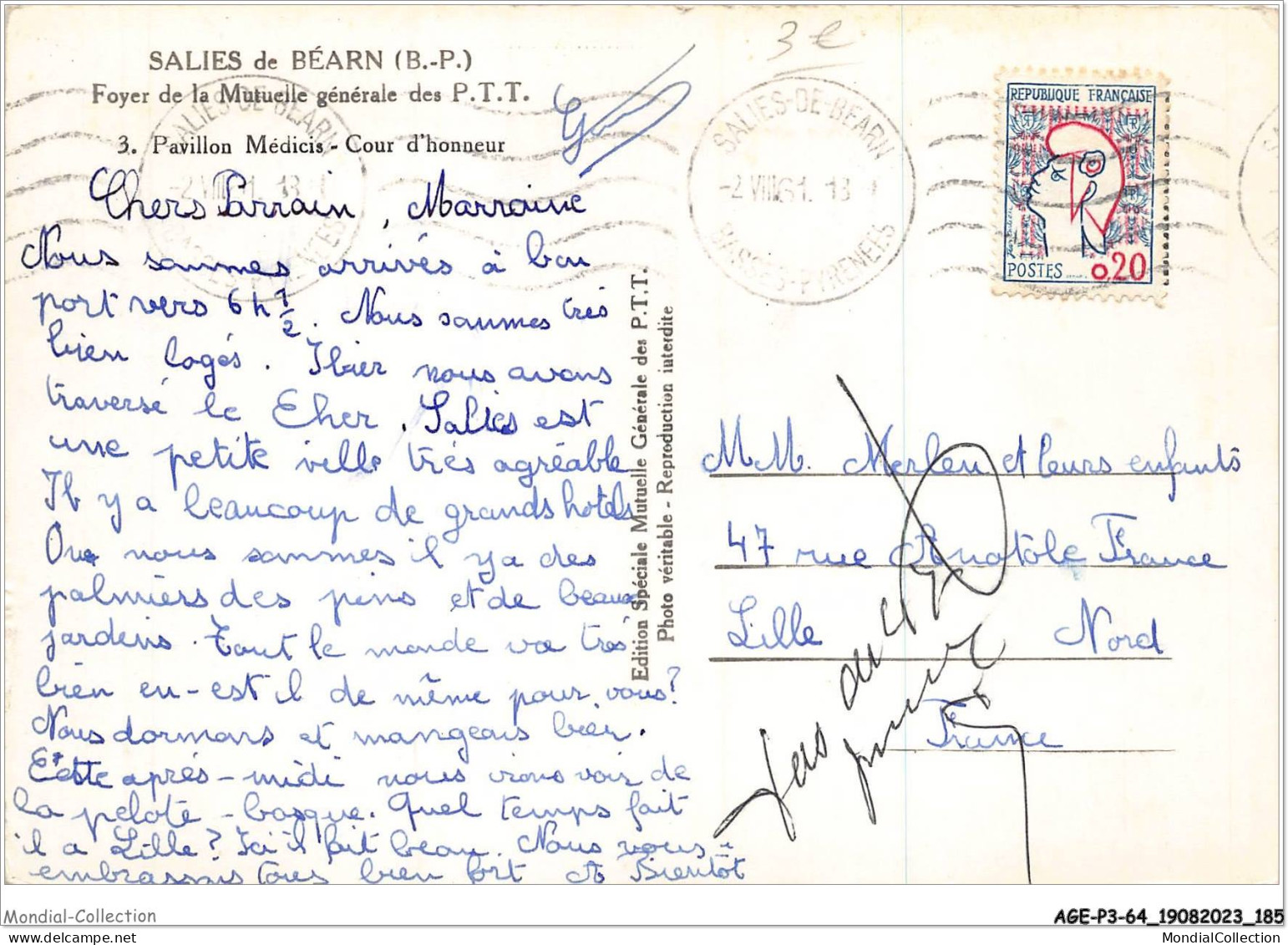 AGEP3-64-0285 - SALIES DE BEARN - Foyer De La Mutuelle Générale Des P-t-t - Pavillon Médicis - Cour D'honneur - Salies De Bearn