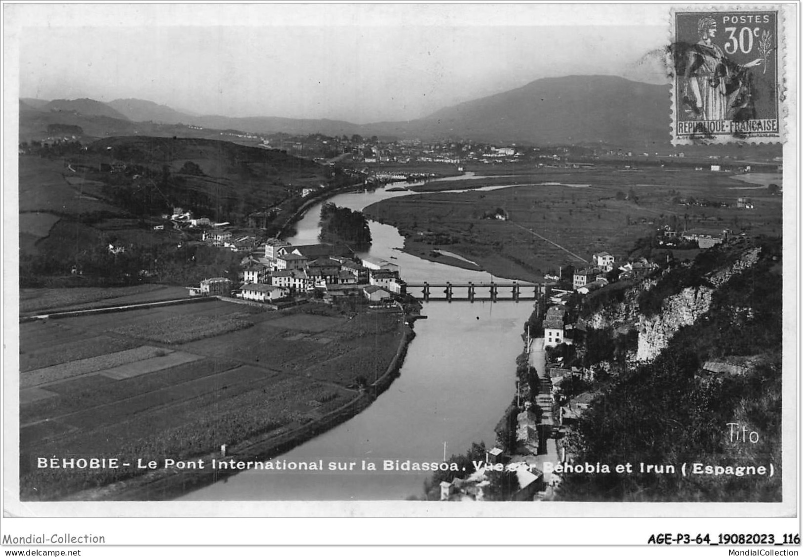 AGEP3-64-0251 - BEHOBIE - Le Pont International Sur La Bidassoa - Vue Sur Béhobia Et Irun - Espagne - Béhobie